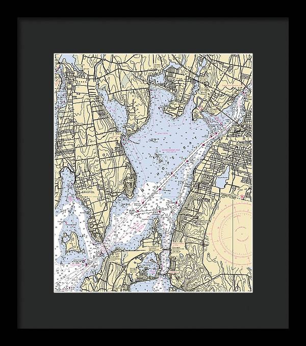 Mt Hope Bay-rhode Island Nautical Chart - Framed Print