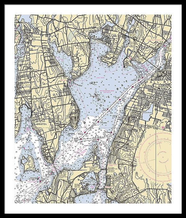 Mt Hope Bay-rhode Island Nautical Chart - Framed Print