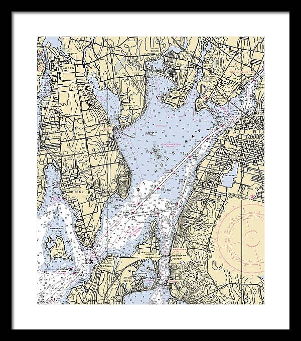 Mt Hope Bay-rhode Island Nautical Chart - Framed Print