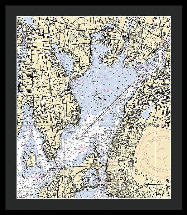 Mt Hope Bay-rhode Island Nautical Chart - Framed Print