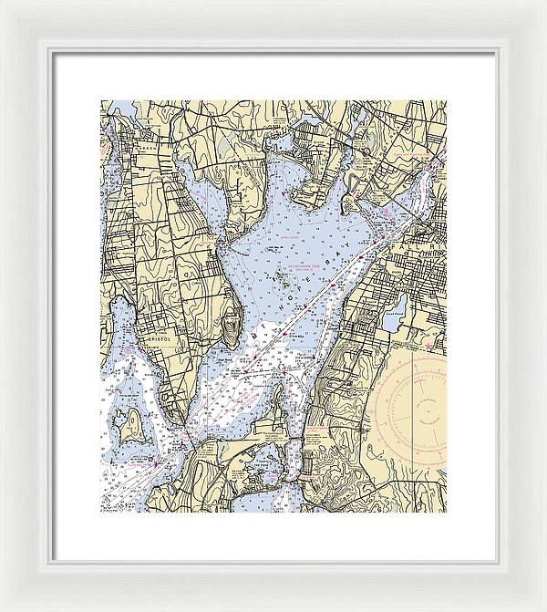 Mt Hope Bay-rhode Island Nautical Chart - Framed Print