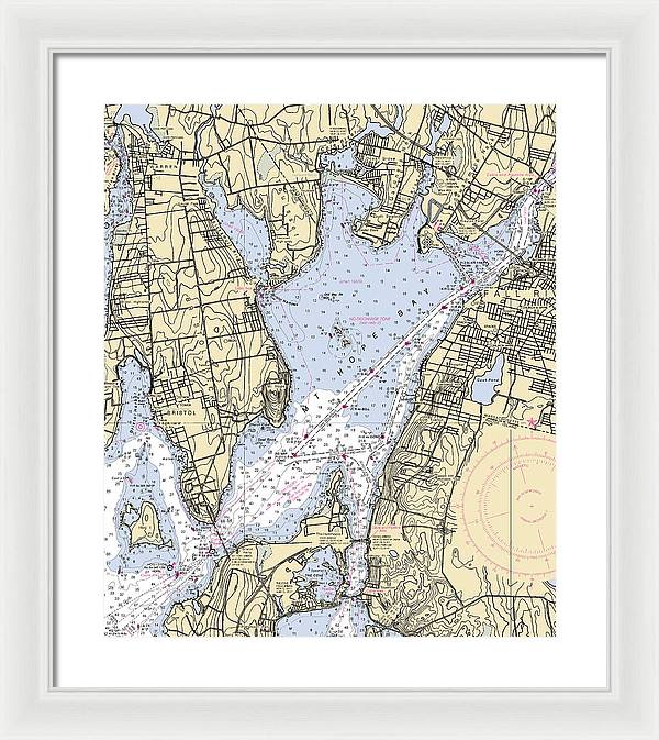 Mt Hope Bay-rhode Island Nautical Chart - Framed Print