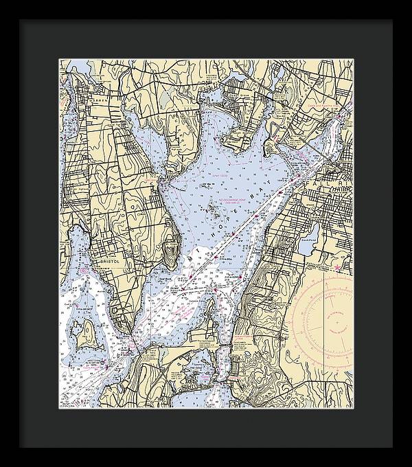 Mt Hope Bay-rhode Island Nautical Chart - Framed Print