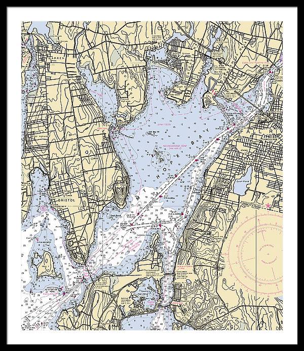 Mt Hope Bay-rhode Island Nautical Chart - Framed Print