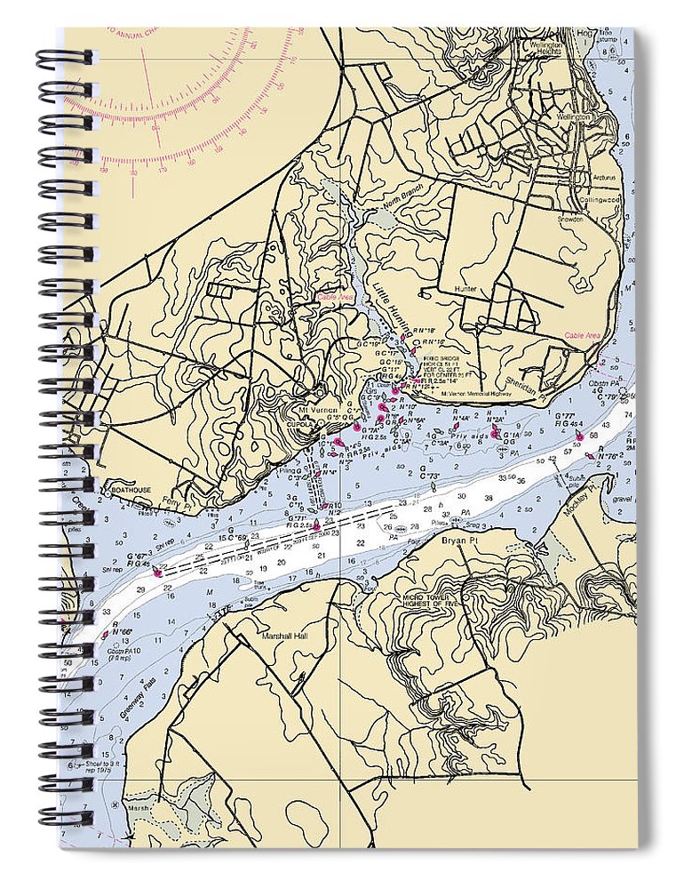 Mt Vernon Virginia Nautical Chart Spiral Notebook