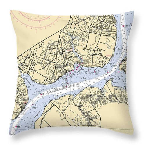 Mt Vernon-virginia Nautical Chart - Throw Pillow