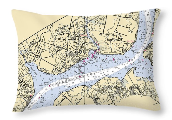 Mt Vernon-virginia Nautical Chart - Throw Pillow