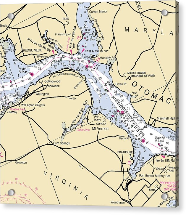 Mt Vernon -virginia Nautical Chart _v2 - Acrylic Print