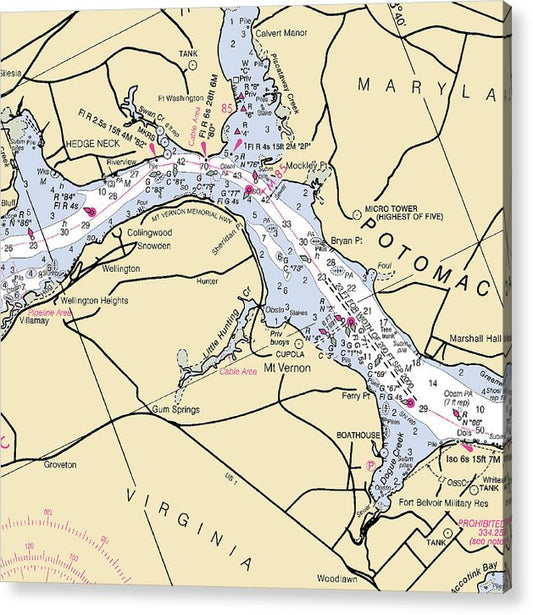 Mt Vernon -Virginia Nautical Chart _V2  Acrylic Print