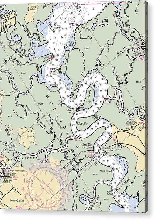 Mullica River-New Jersey Nautical Chart  Acrylic Print