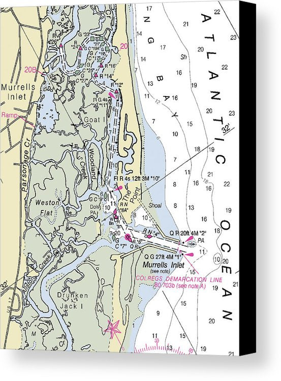 Murrells Inlet South Carolina Nautical Chart - Canvas Print