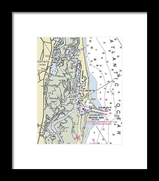 Murrells Inlet South Carolina Nautical Chart - Framed Print