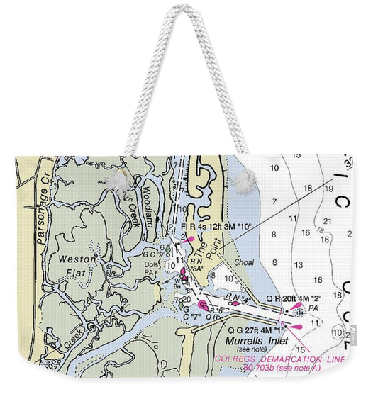 Murrells Inlet South Carolina Nautical Chart - Weekender Tote Bag