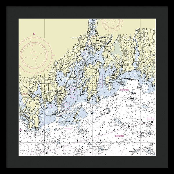 Mystic Ct Nautical Chart - Framed Print