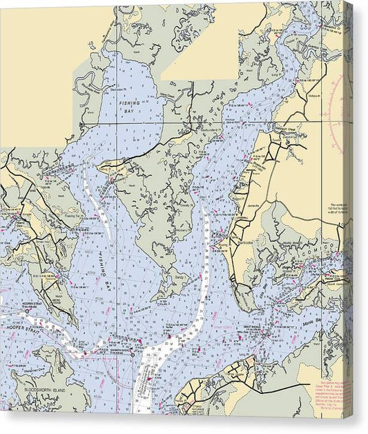 Nanticoke River-Maryland Nautical Chart Canvas Print
