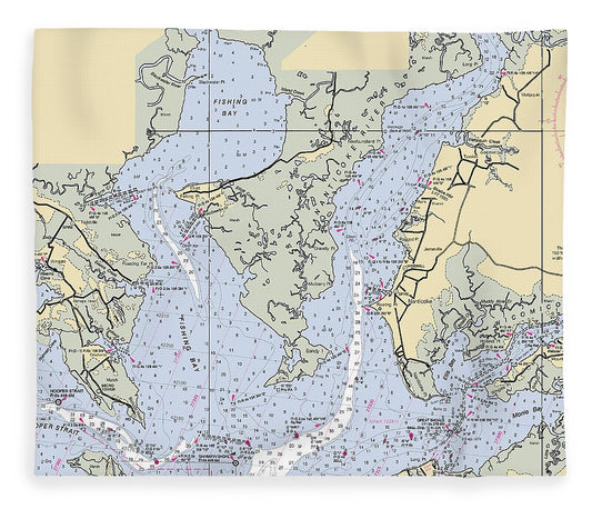 Nanticoke River Maryland Nautical Chart Blanket