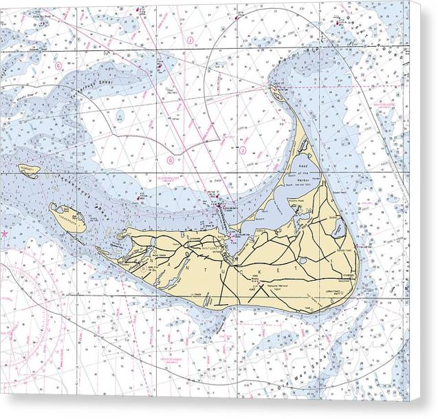 Nantucket-5x6-massachusetts Nautical Chart - Canvas Print