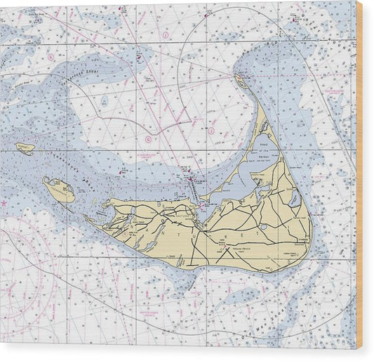 Nantucket-5X6-Massachusetts Nautical Chart Wood Print