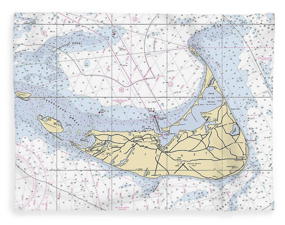 Nantucket-5x6-massachusetts Nautical Chart - Blanket