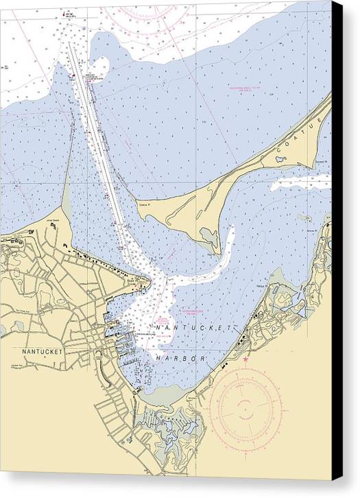 Nantucket Harbor-massachusetts Nautical Chart - Canvas Print