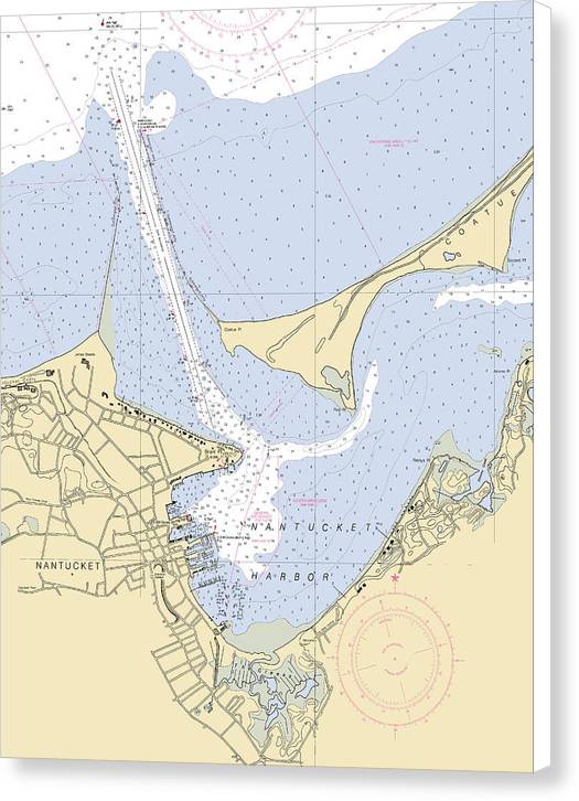 Nantucket Harbor-massachusetts Nautical Chart - Canvas Print