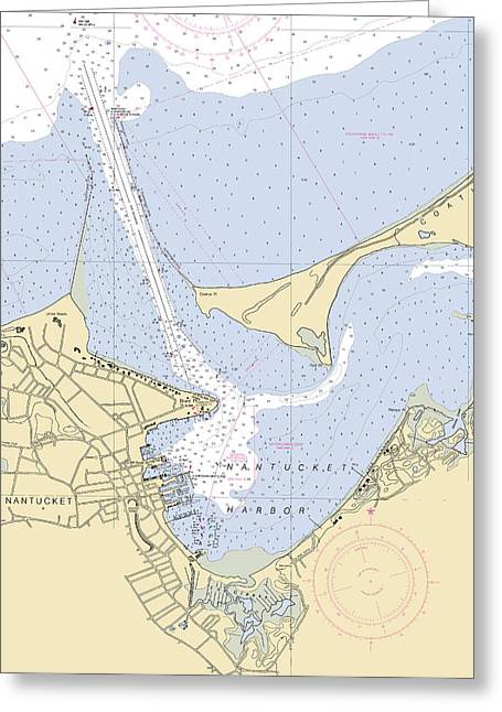 Nantucket Harbor-massachusetts Nautical Chart - Greeting Card