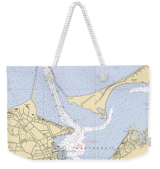 Nantucket Harbor-massachusetts Nautical Chart - Weekender Tote Bag