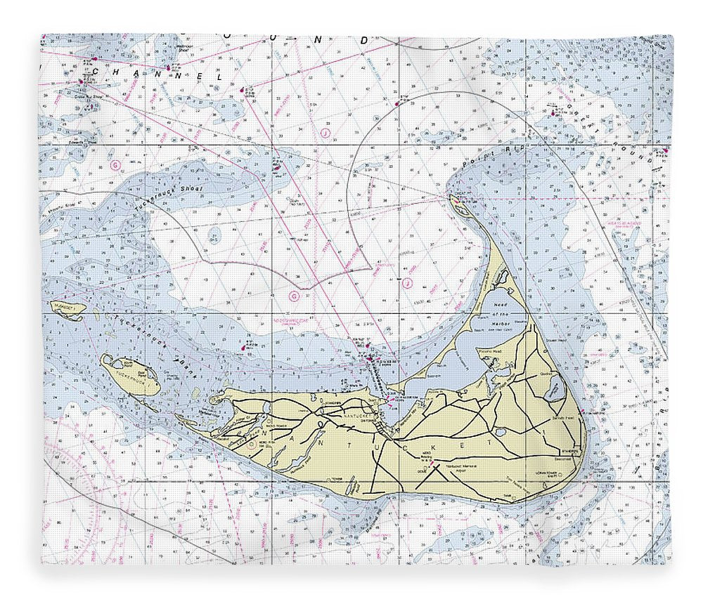 Nantucket Nautical Chart Blanket