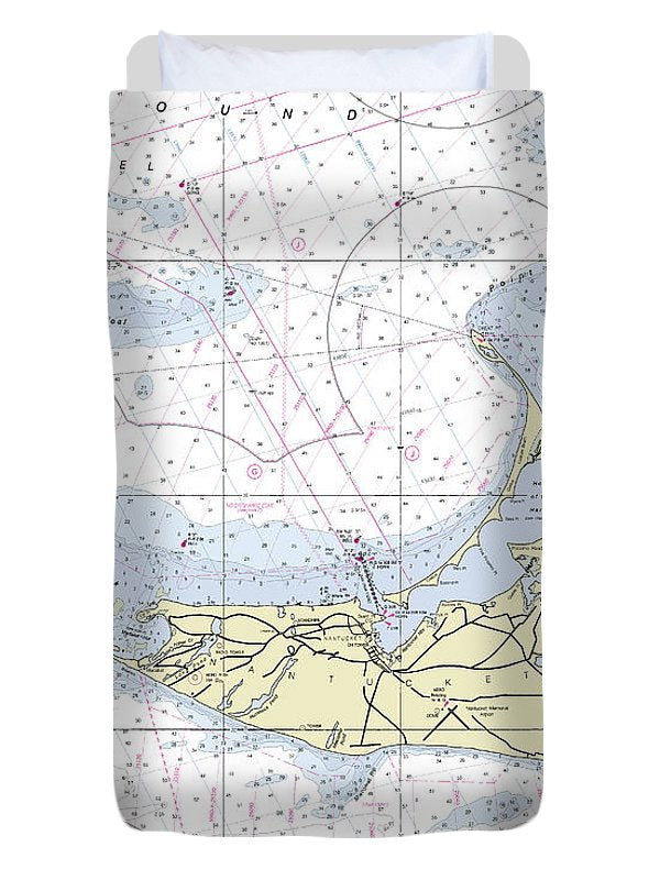 Nantucket Nautical Chart - Duvet Cover