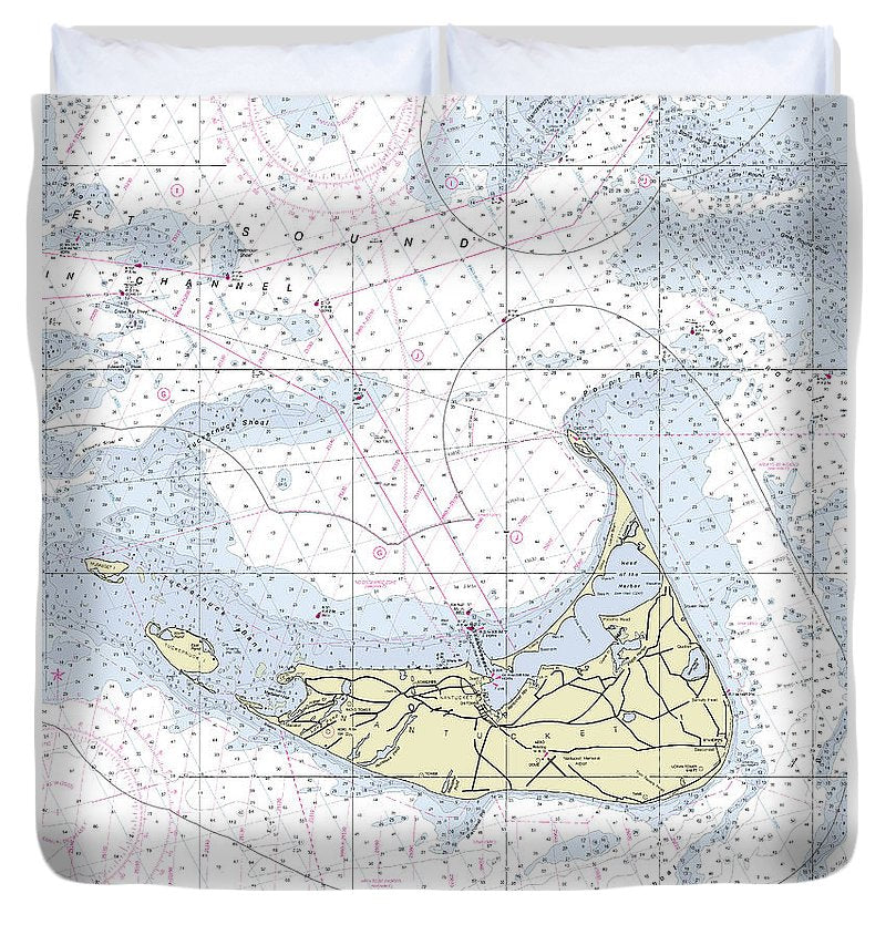 Nantucket Nautical Chart Duvet Cover