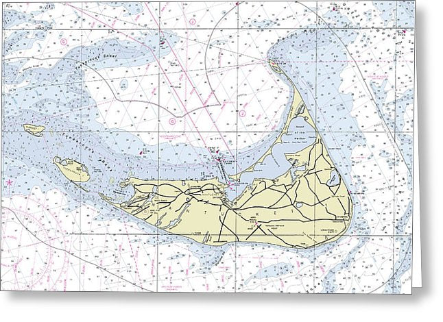 Nantucket Nautical Chart - Greeting Card