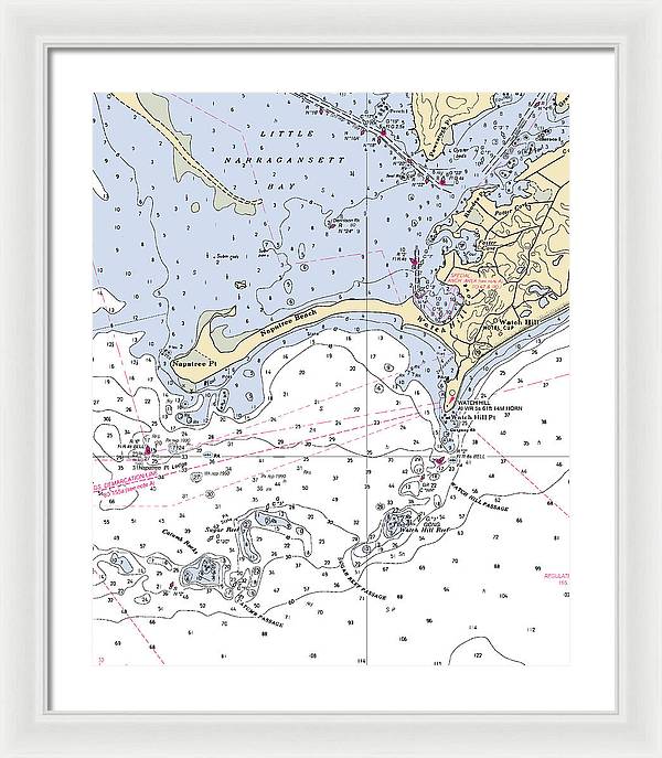 Napatree Beach-rhode Island Nautical Chart - Framed Print