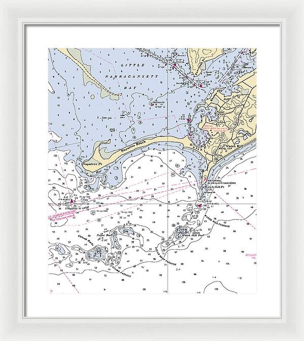 Napatree Beach-rhode Island Nautical Chart - Framed Print