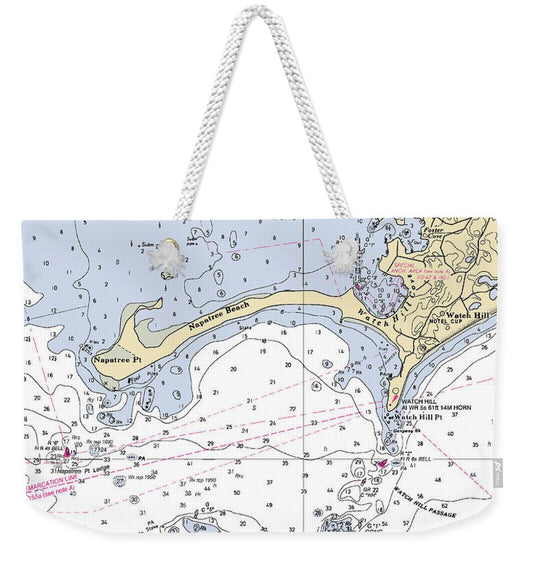 Napatree Beach-rhode Island Nautical Chart - Weekender Tote Bag