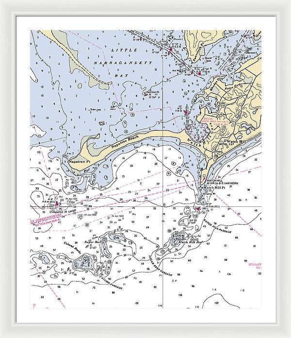 Napatree Beach-rhode Island Nautical Chart - Framed Print