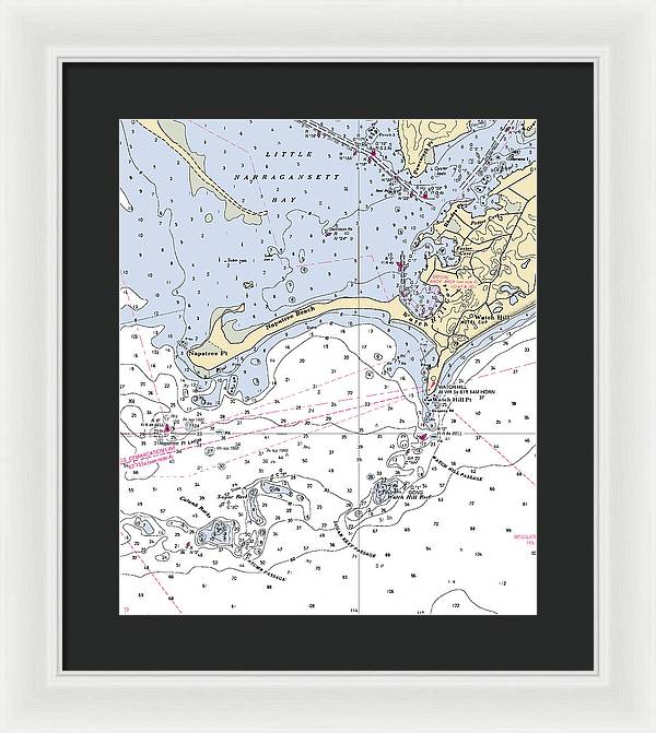 Napatree Beach-rhode Island Nautical Chart - Framed Print