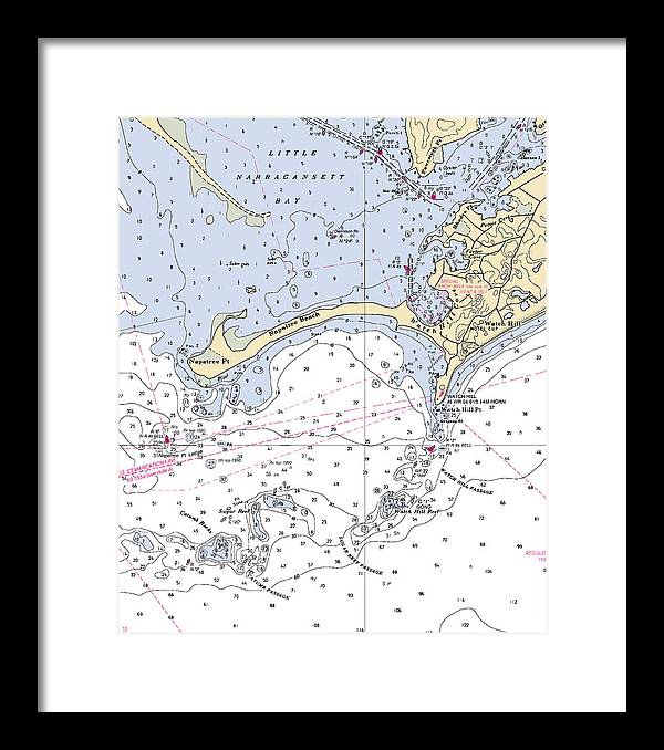 Napatree Beach-rhode Island Nautical Chart - Framed Print