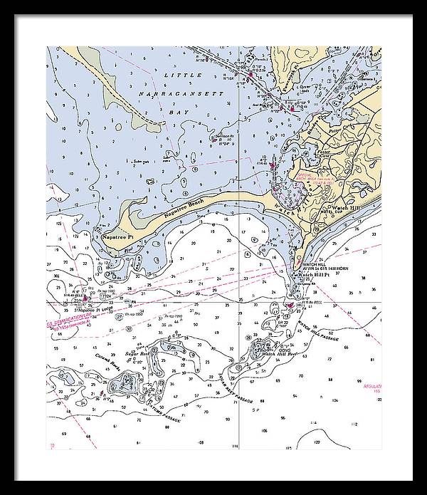 Napatree Beach-rhode Island Nautical Chart - Framed Print