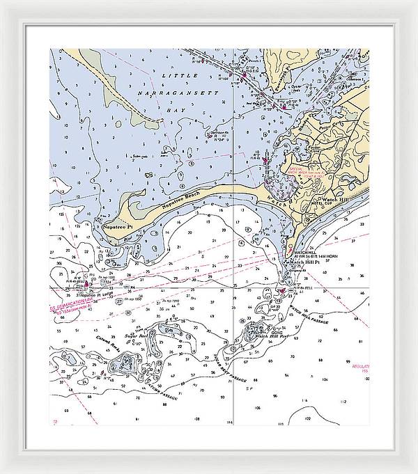 Napatree Beach-rhode Island Nautical Chart - Framed Print