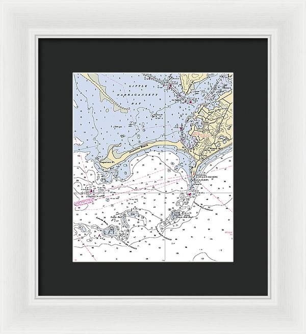 Napatree Beach-rhode Island Nautical Chart - Framed Print