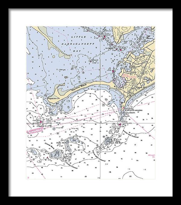 Napatree Beach-rhode Island Nautical Chart - Framed Print