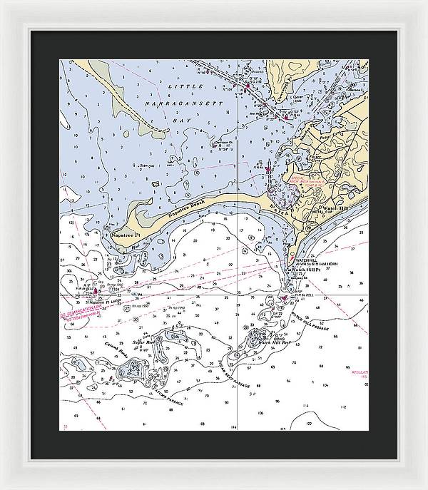 Napatree Beach-rhode Island Nautical Chart - Framed Print