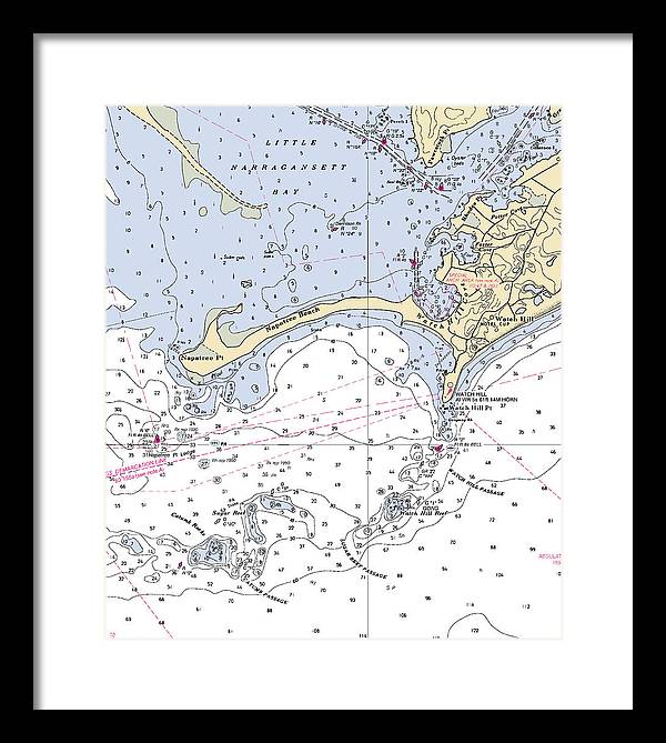 Napatree Beach-rhode Island Nautical Chart - Framed Print