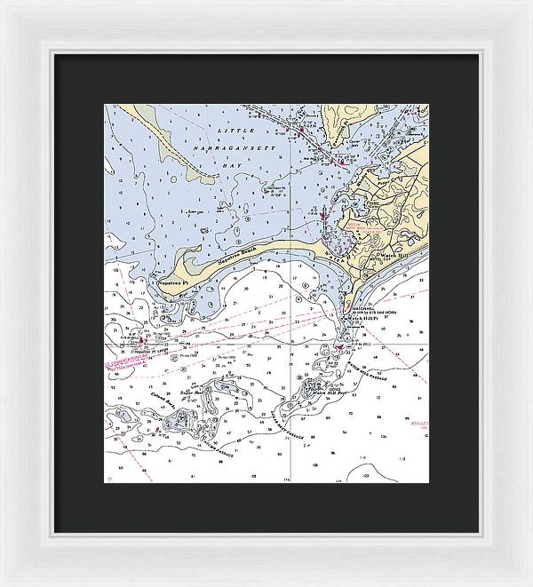 Napatree Beach-rhode Island Nautical Chart - Framed Print