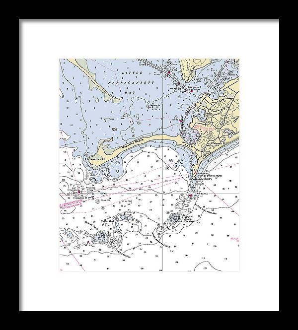 Napatree Beach-rhode Island Nautical Chart - Framed Print