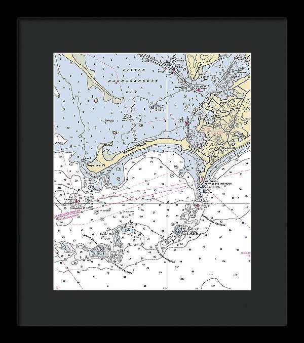 Napatree Beach-rhode Island Nautical Chart - Framed Print