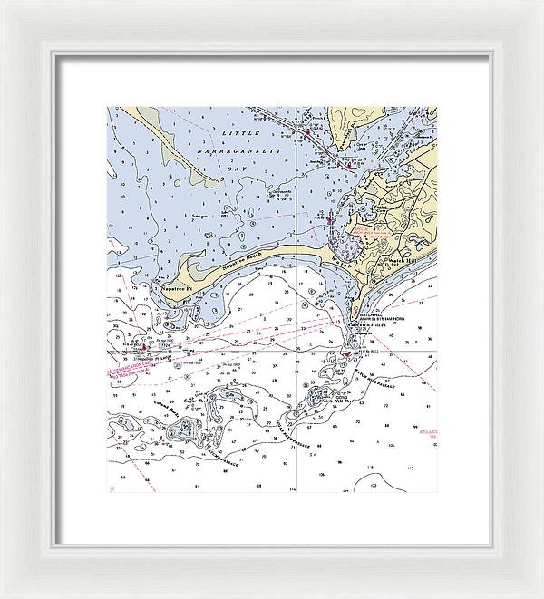 Napatree Beach-rhode Island Nautical Chart - Framed Print