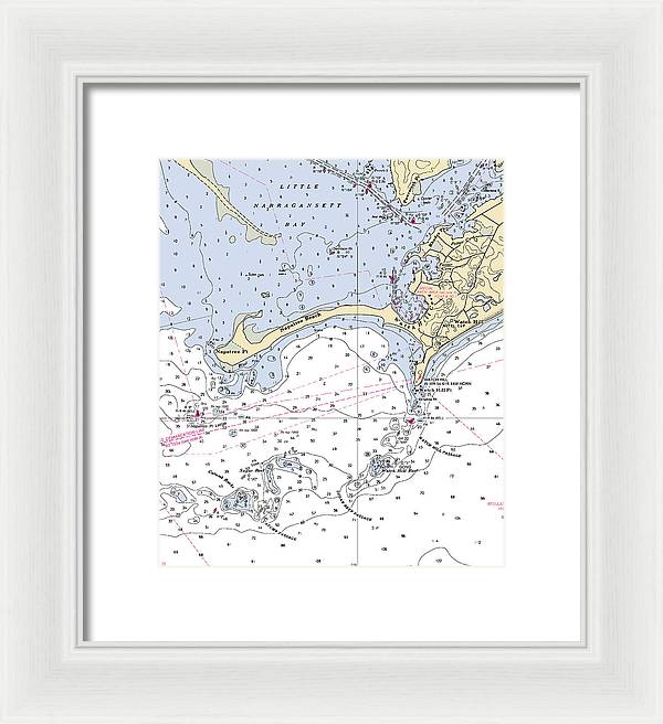 Napatree Beach-rhode Island Nautical Chart - Framed Print