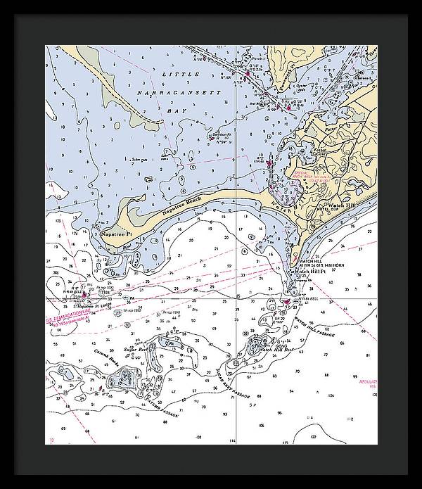 Napatree Beach-rhode Island Nautical Chart - Framed Print