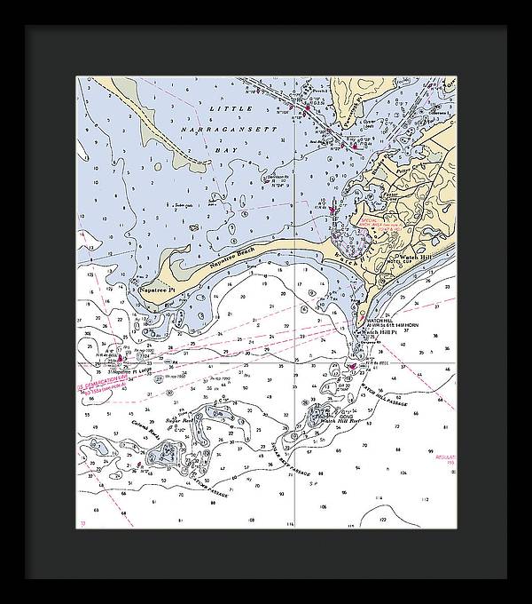 Napatree Beach-rhode Island Nautical Chart - Framed Print